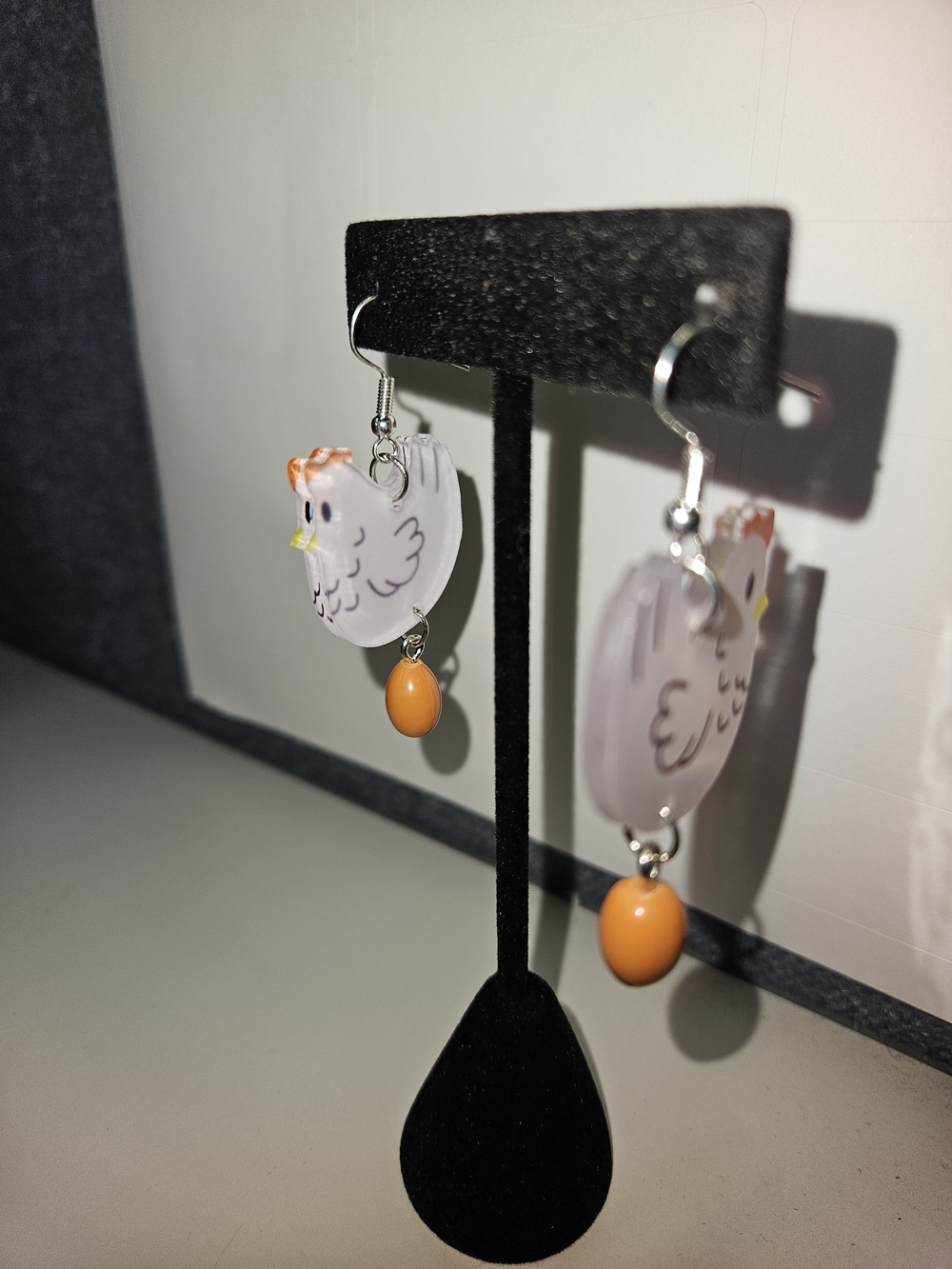 Whimsical Orange Egg Drop Chicken Earrings - Cute Women's Jewelry